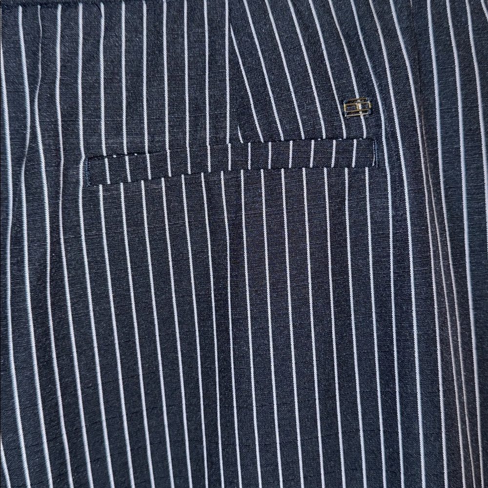 TOMMY HILFIGER Navy Pinstripe Tie Front High Rise Slacks Career Size L - Picture 7 of 14